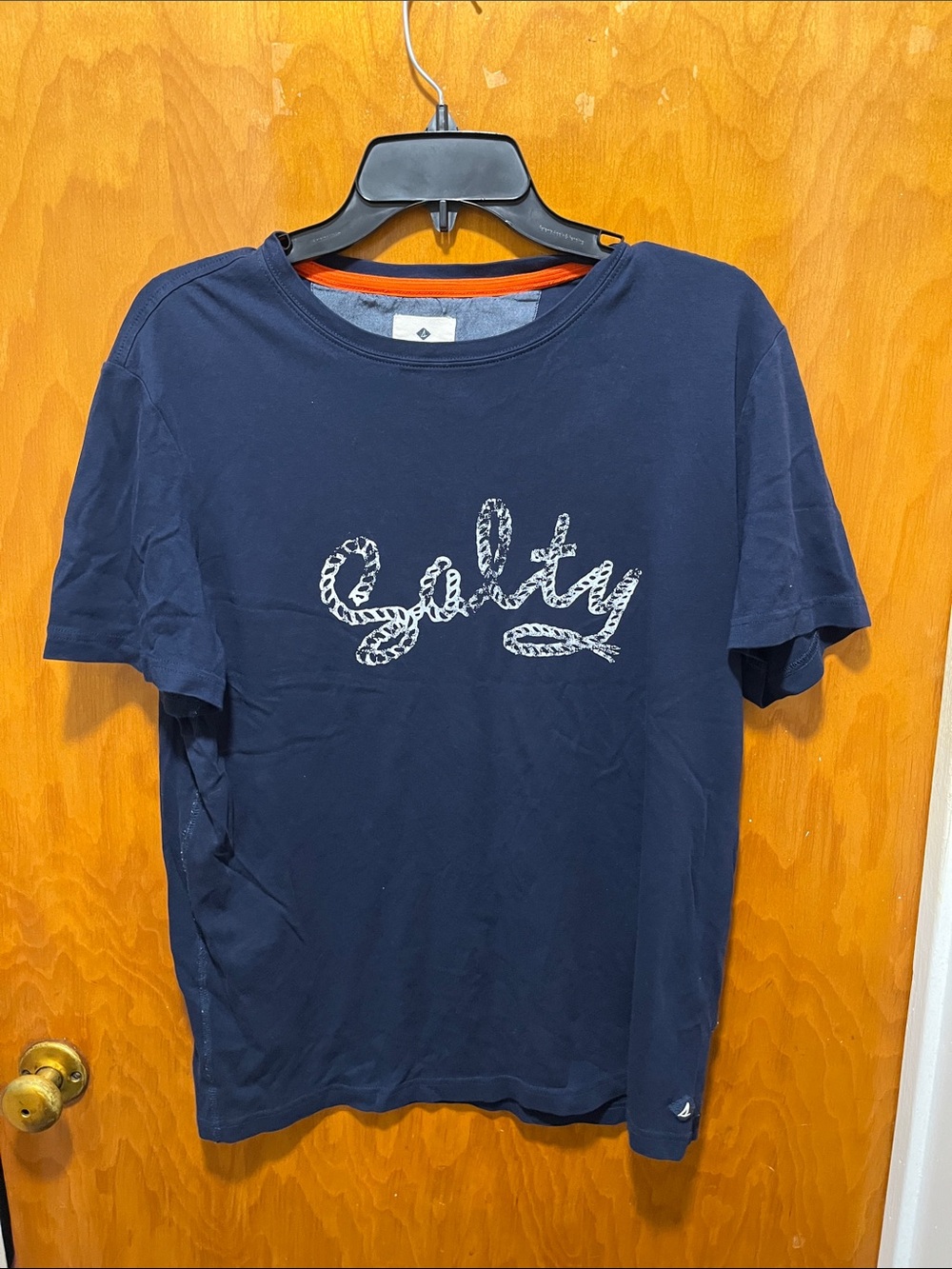 Sperry Navy Short Sleeve Tee with Orange Neckline